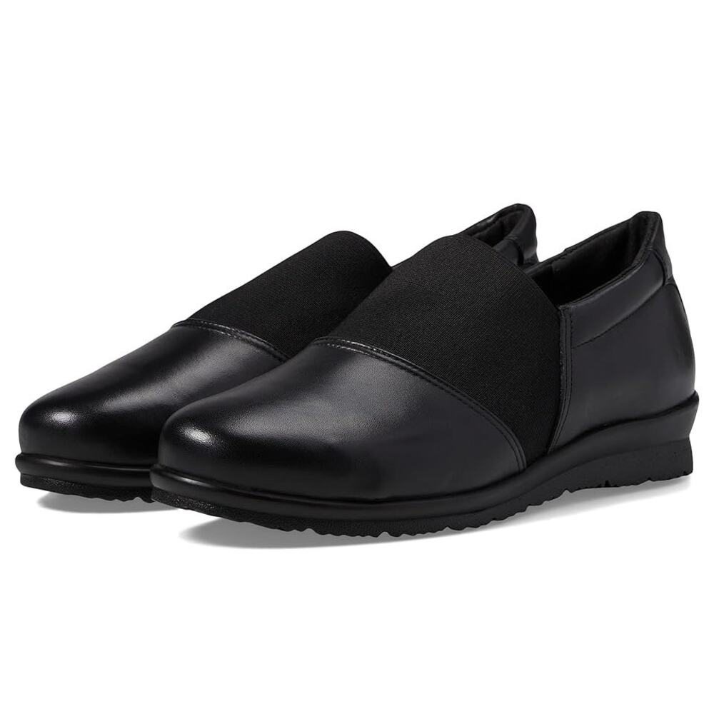 David Tate Womens Dynasty Shoes US 8 WW Black Leather Slip On NIB